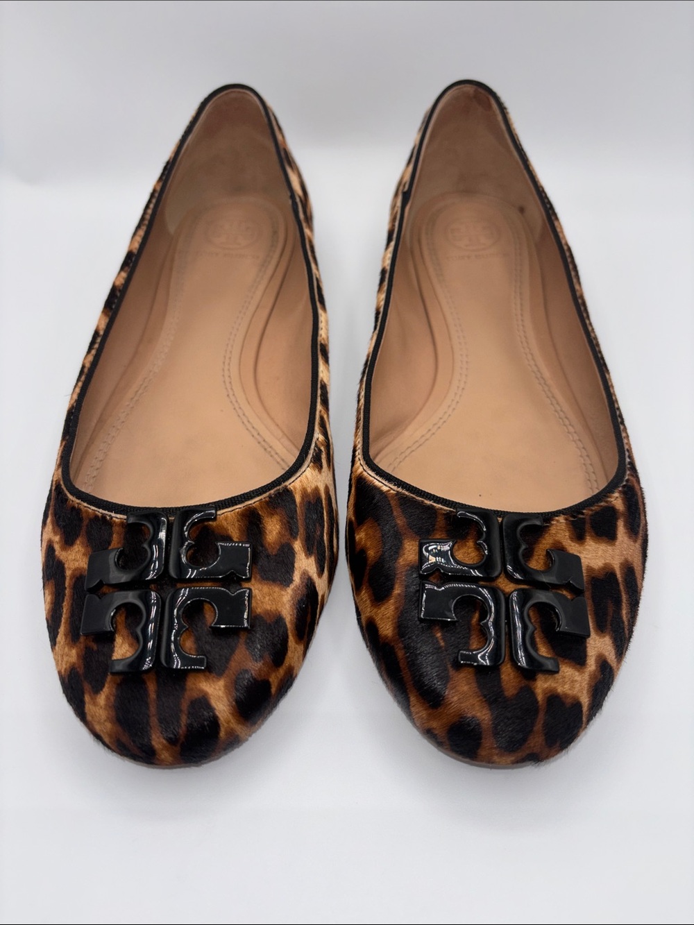 Tory Burch Leopard-Print Ballet Flats with Black Logo
